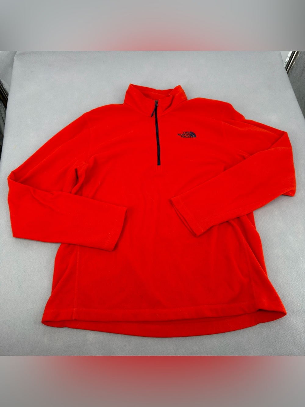 The North Face Orange 1/4 Zip Fleece Jacket Medium Mens